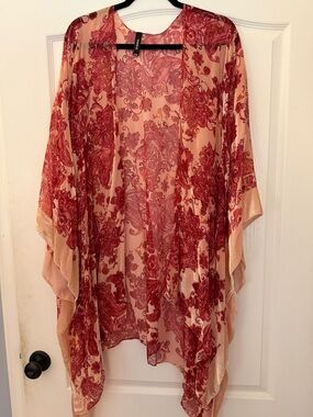 torrid Red Paisley Sheer Kimono Wrap